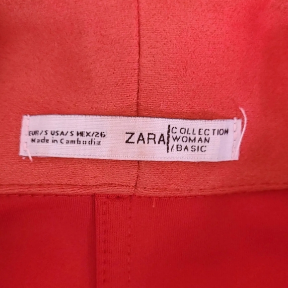 Zara Womens S Orange Overcoat Jacket Trench Blazer Collection Basic Faux Suede - Picture 5 of 10
